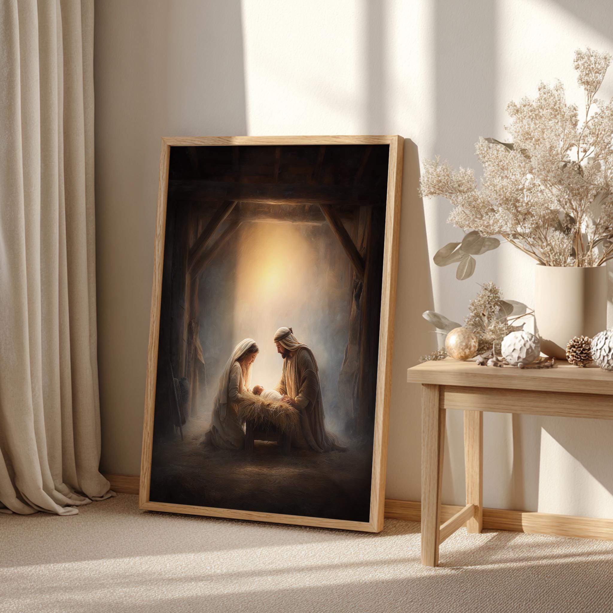 Holy Family Nativity Wall Art, Mary and Joseph With Baby Jesus ...