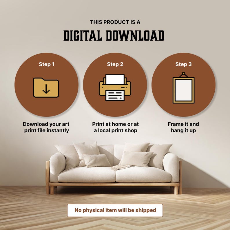 Digital download instructions for printable wall art