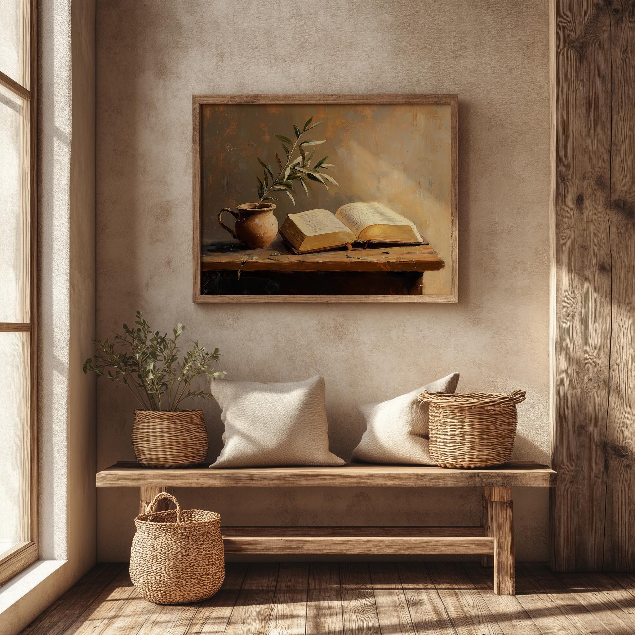 Rustic Scripture Paintings Rustic Open Bible Art Print, Christian Wall Art, Cottagecore Scripture ...