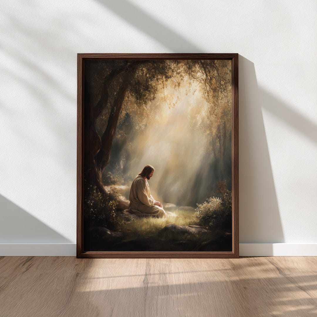 Jesus Praying in the Garden of Gethsemane, Spiritual Christian Wall Art ...