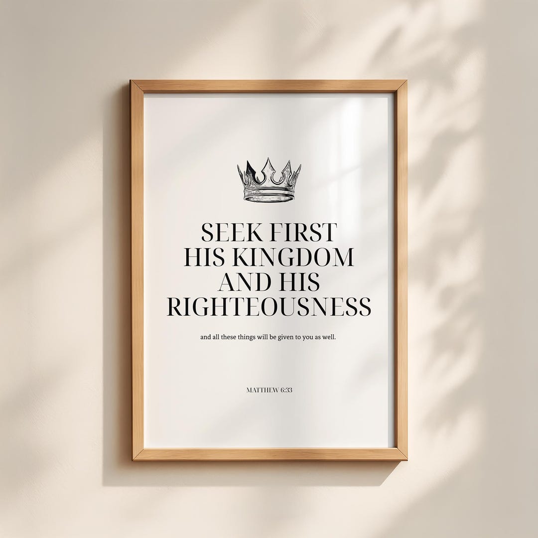 Matthew 6:33 Bible Verse Wall Art – Christian Printable, White ...