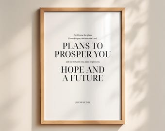 Jeremiah 29:11 Printable Wall Art – Bible Verse Scripture Poster, Minimalist Christian Decor, Faith Wall Art Digital Download