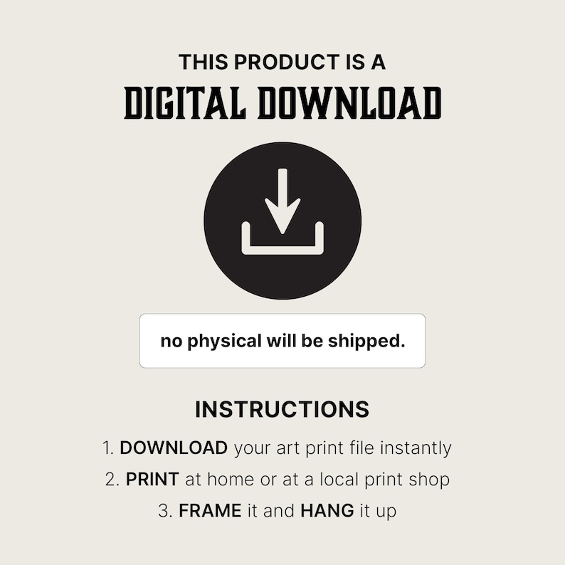 Digital download instructions for printable wall art