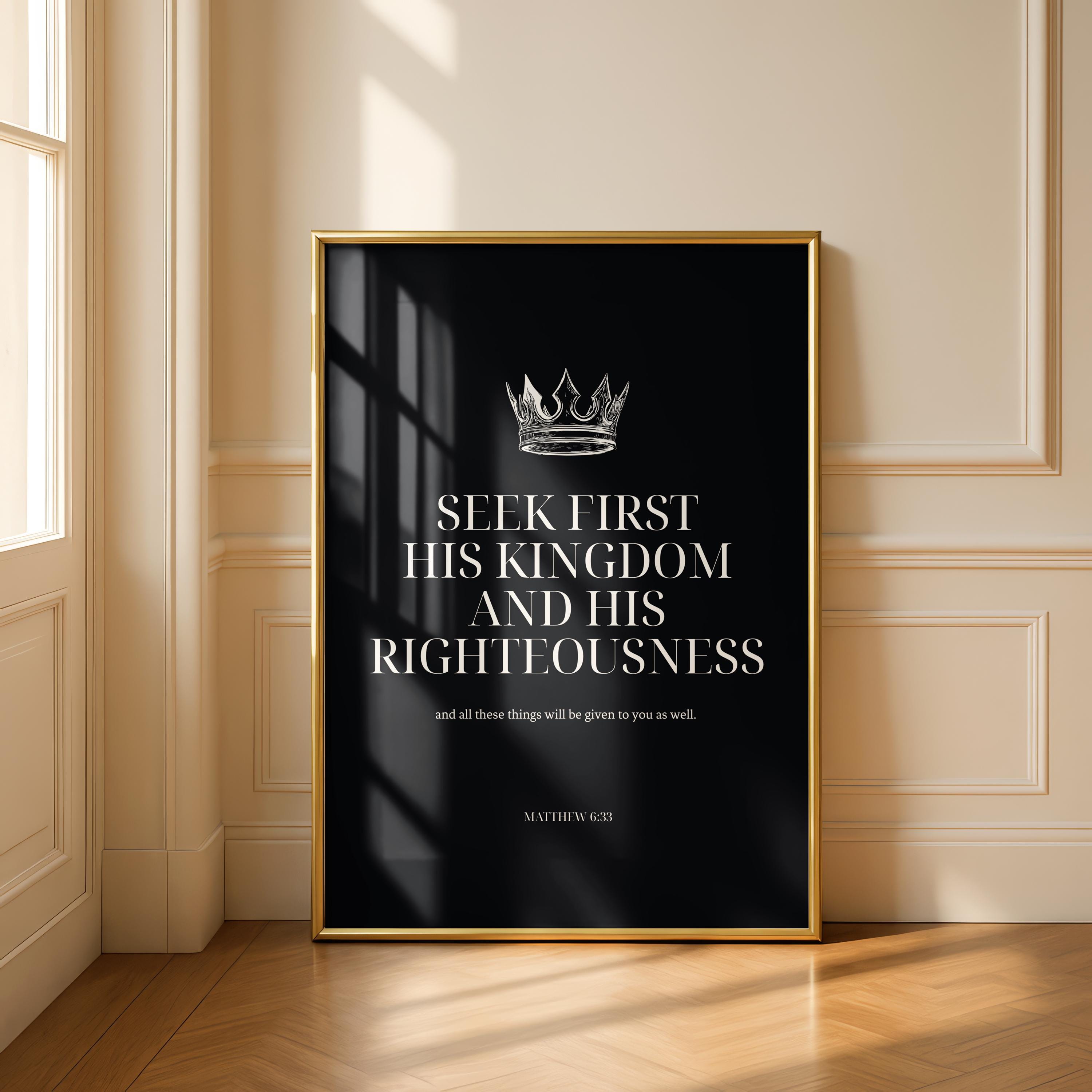 Matthew 6:33 Bible Verse Wall Art – Christian Printable, Black ...