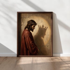 Jesus Wall Art Crown of Thorns, King of Kings Art, Christian Wall Art Printable, Holy Week Decor, Faith Artwork, Digital Download