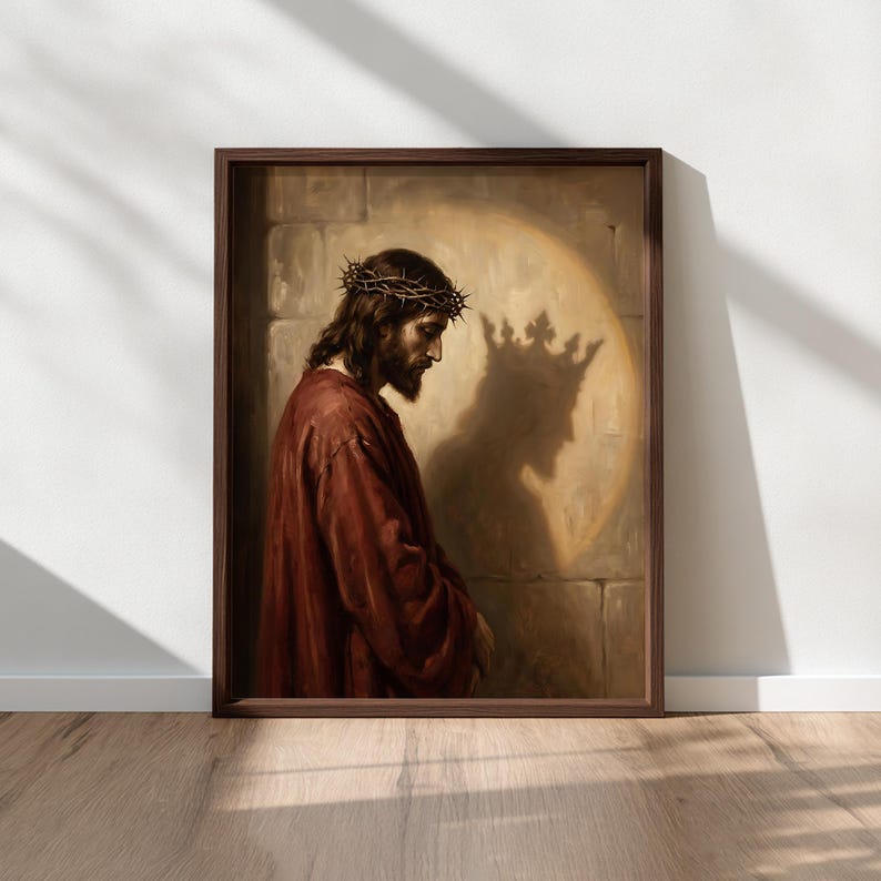 Jesus Wall Art Crown of Thorns, King of Kings Art, Christian Wall Art Printable, Holy Week Decor, Faith Artwork, Digital Download