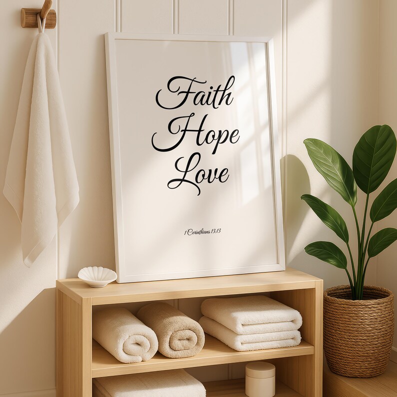 1 Corinthians 13:13 Bible Verse Wall Art – Faith Hope Love Printable ...