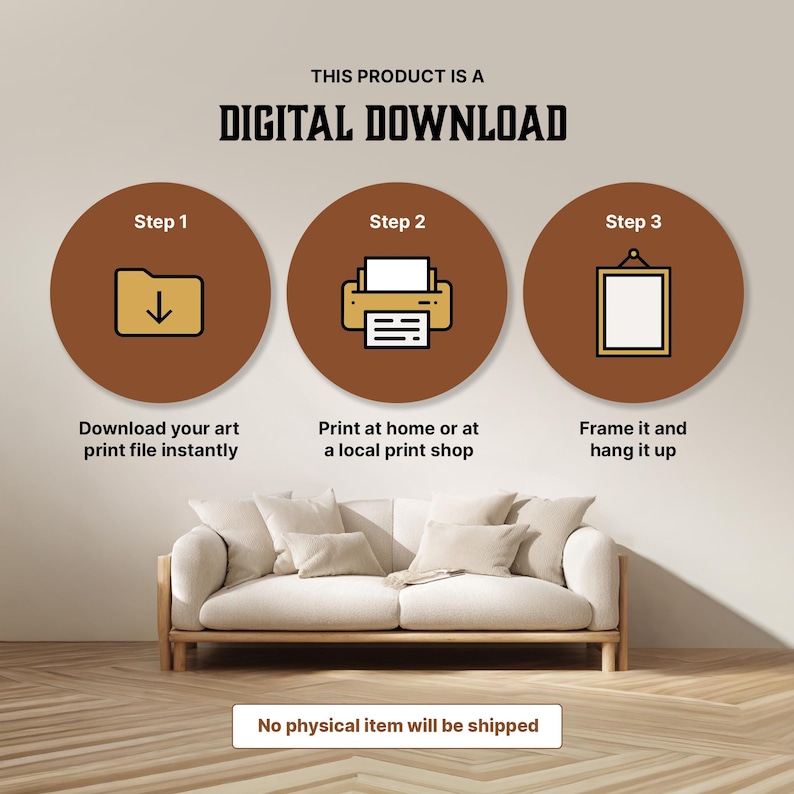 Digital download instructions for printable wall art