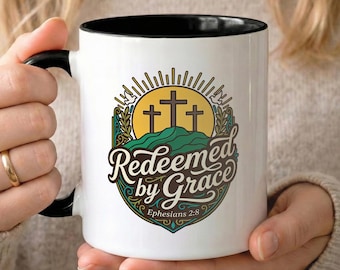 Christian Mug Redeemed by Grace Ephesians 2:8, 11oz Ceramic Coffee Mug, Bible Verse Mug, Christian Coffee Cup Gift, Faith Based Gift For Him