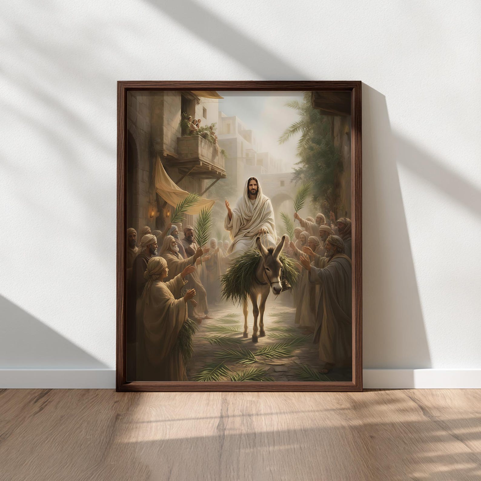 Jesus Rides Donkey Into Jerusalem, Palm Sunday Art Print, Christian ...
