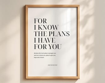 Jeremiah 29:11 Bible Verse Wall Art – Minimalist Scripture Printable, Bible Verse Art, Christian Wall Art, Faith Decor Digital Download