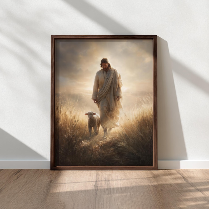 Jesus The Good Shepherd Wall Art – Christian Printable Art, Shepherd Jesus Painting