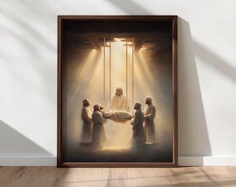 Jesus Heals the Paralyzed Man Wall Art, Biblical Story Mark 2, Four Friends Faith Story, Christian Wall Art, Faith Decor, Digital Download