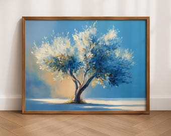平和なオリーブの木の絵画、キリスト教の壁画、聖書のシンボルのプリント、信仰の室内装飾、スピリチュアルなアートワーク、宗教的なデジタルダウンロード