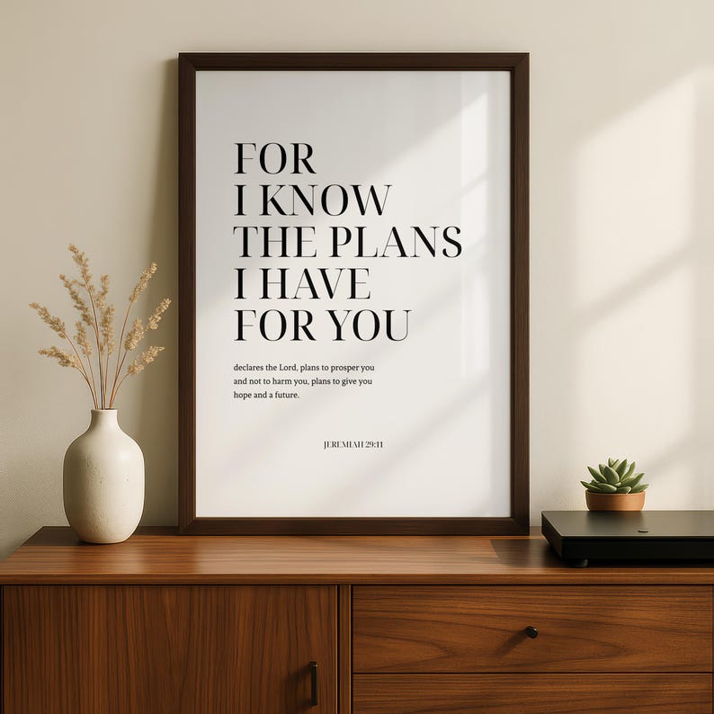 Jeremiah 29:11 Bible Verse Wall Art – Minimalist Scripture Printable ...