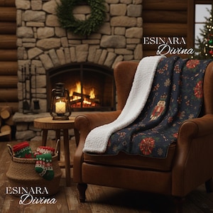 Manta de lujo de forro polar Sherpa Cascanueces, acogedora manta navideña, cálido regalo navideño, elegante decoración invernal para el hogar, cálido regalo navideño para ella 60x80