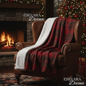 Rote Tartan Karierte Sherpa Decke | Kuscheliger Weihnachts Fleece Überwurf | Warmer Winter Cabin Decor | Weiche Weihnachtsgeschenk-Decke 50x60 und 60x80