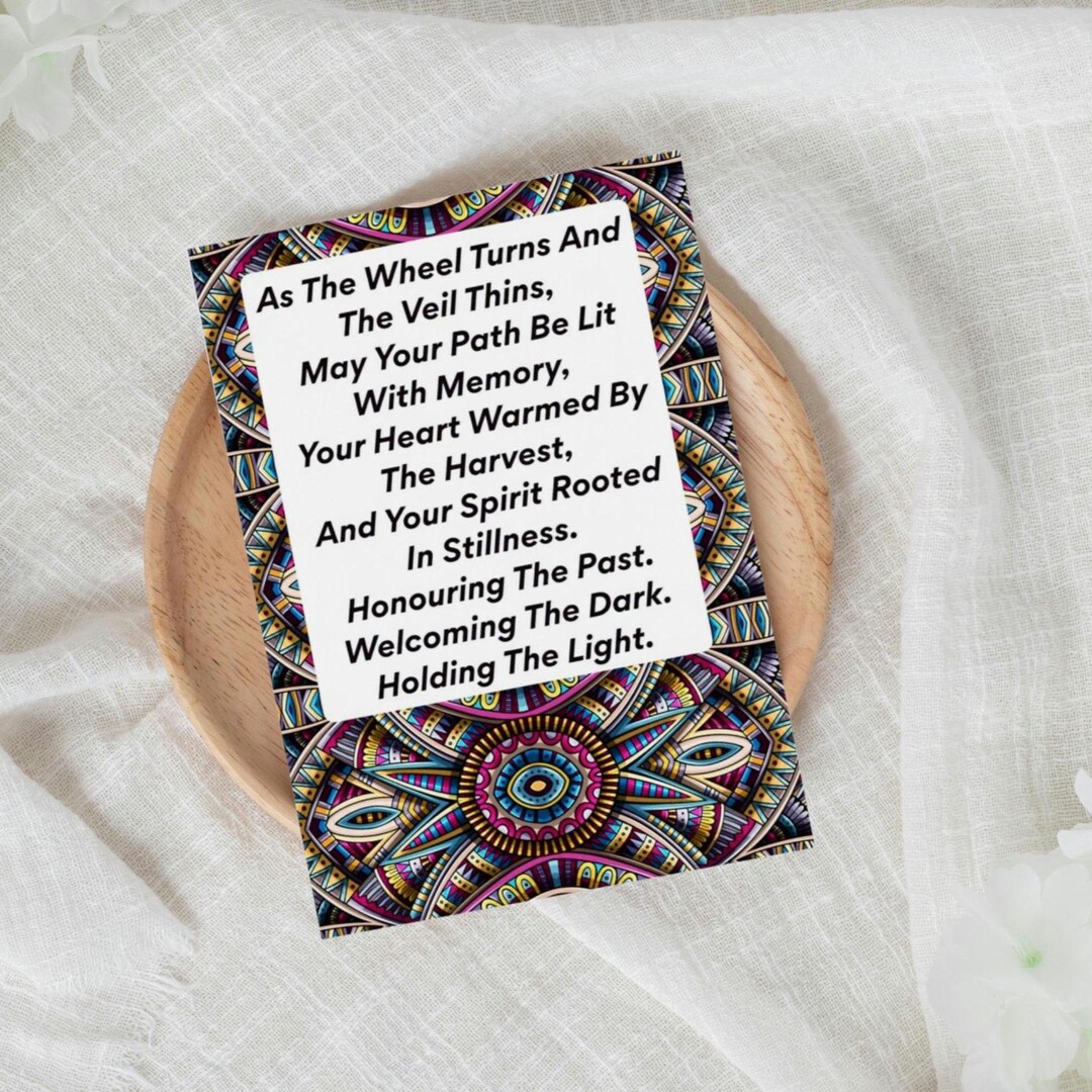 Samhain Poem Card Colourful Mandala Pattern With Blessing Ritual ...