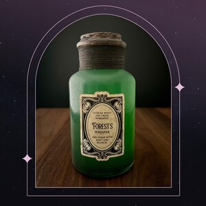 Green Magic Potion Bottle • Woodland Altar Decor • For Nature Lovers