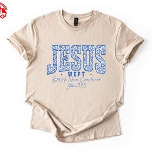 Jesus Wept John 11:35 Shirt, Christian Apparel, Bible Verse Tee, Floral Religious Gift