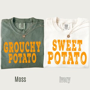 Comfort Colors® Grouchy and Sweet Potato Shirt, Funny Thanksgiving Matching T shirt, Thanksgiving Couple Tee