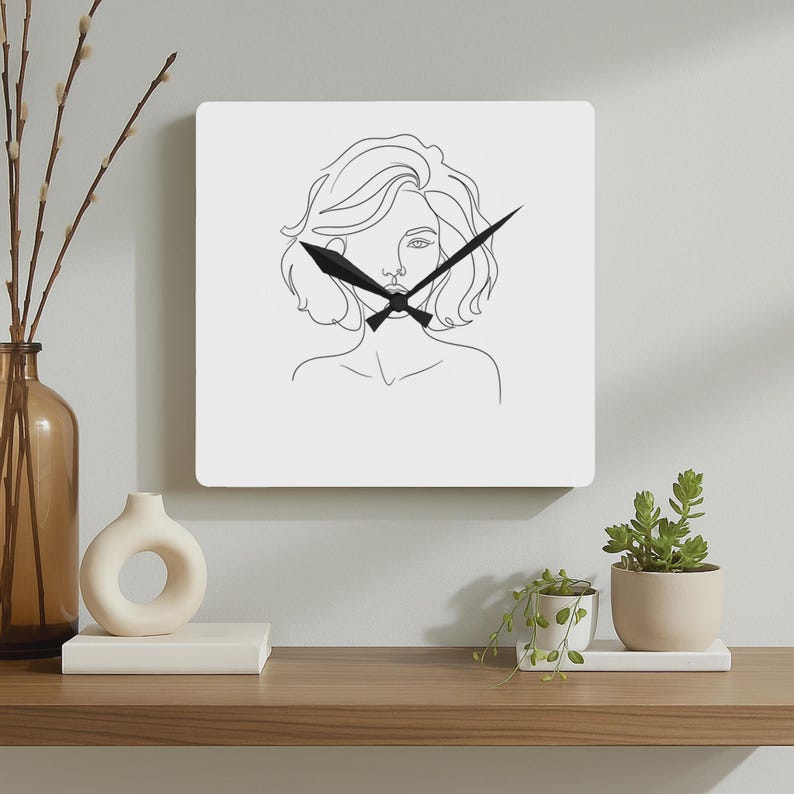 Reloj de pared acrílico de Brigitte Bardot, retrato artístico de línea moderna, decoración del hogar contemporánea, elegante y chic, idea de regalo para ella imagen 5