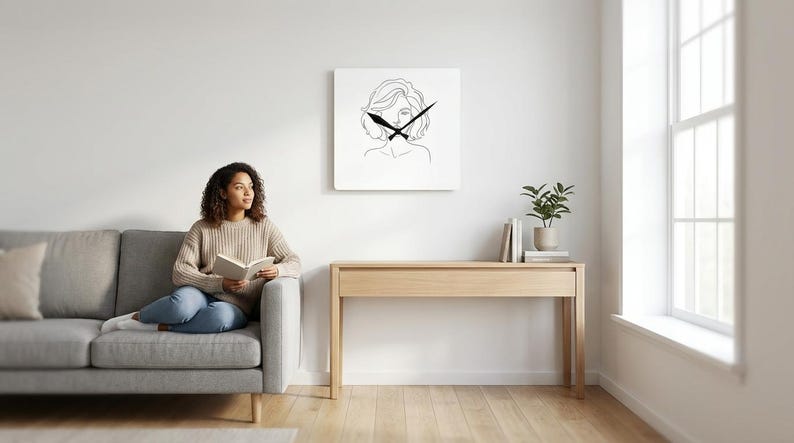 Reloj de pared acrílico de Brigitte Bardot, retrato artístico de línea moderna, decoración del hogar contemporánea, elegante y chic, idea de regalo para ella imagen 12