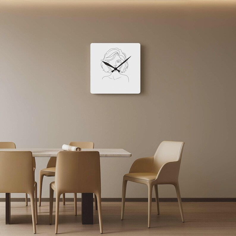Reloj de pared acrílico de Brigitte Bardot, retrato artístico de línea moderna, decoración del hogar contemporánea, elegante y chic, idea de regalo para ella imagen 3