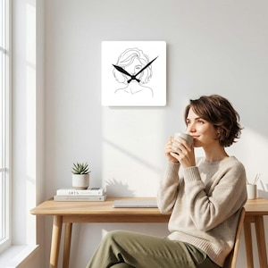 Reloj de pared acrílico de Brigitte Bardot, retrato artístico de línea moderna, decoración del hogar contemporánea, elegante y chic, idea de regalo para ella imagen 11