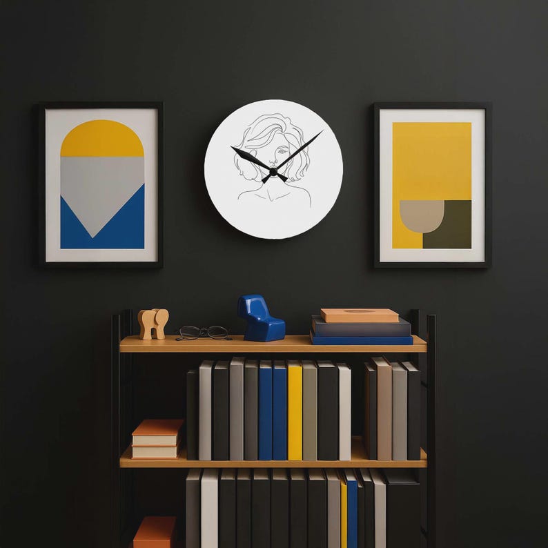 Reloj de pared acrílico de Brigitte Bardot, retrato artístico de línea moderna, decoración del hogar contemporánea, elegante y chic, idea de regalo para ella imagen 8