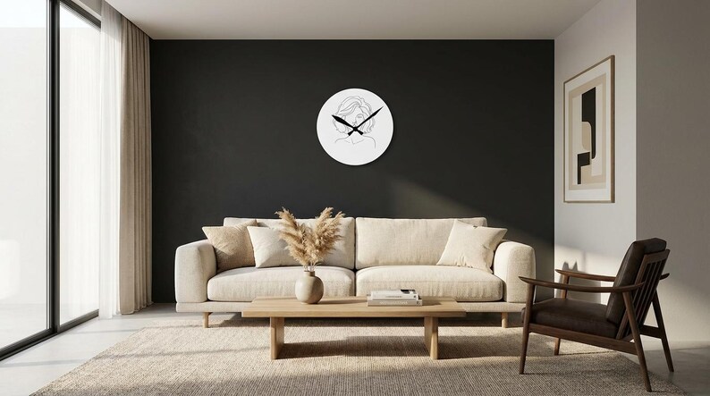 Reloj de pared acrílico de Brigitte Bardot, retrato artístico de línea moderna, decoración del hogar contemporánea, elegante y chic, idea de regalo para ella imagen 9