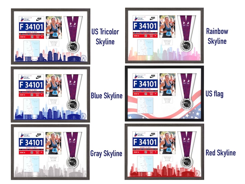 Personalized Chicago Marathon Medal Display Frame: Solid Wood, Route ...