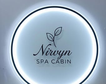 Letrero de acrílico retroiluminado personalizado con logotipo comercial/decoración de recepción