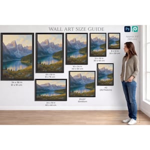 Wall Art Size Guide Mockup für Photoshop und Photopea, Digitale Wall Art Size Guide, druckbare Wall Art Size Guide, Kunstdruck-Größen
