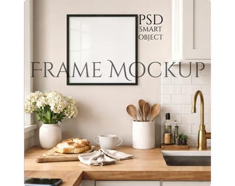 Square Kitchen Frame Mockup, PSD Smart Object (Digital Download)