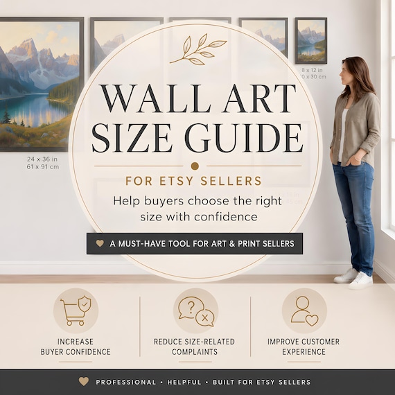 Wall Art Size Guide Mockup for Photoshop and Photopea, Digital Wall Art Size Guide, Printable Wall Art Size Guide, Art Print Sizes