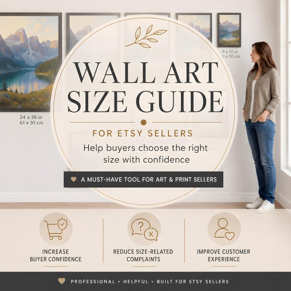 Wall Art Size Guide Mockup für Photoshop und Photopea, Digitale Wall Art Size Guide, druckbare Wall Art Size Guide, Kunstdruck-Größen