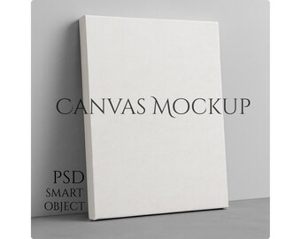 Vertikales Canvas Mockup PSD - Smart Objekt für die Präsentation von Kunstwerken