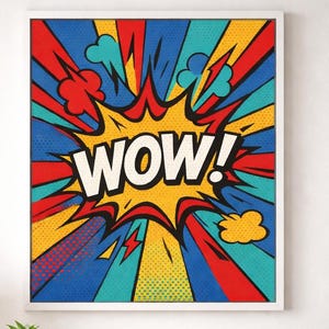 Pop Art Poster Printable Wall Art, Comic Wall Art Print, Retro Comic Book Poster, Colorful Pop Art Print, Dorm Room Decor, Instant Download