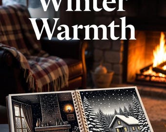 Libro para colorear de invierno / 30 acogedoras escenas de chimeneas y cabañas (Descarga digital en PDF)