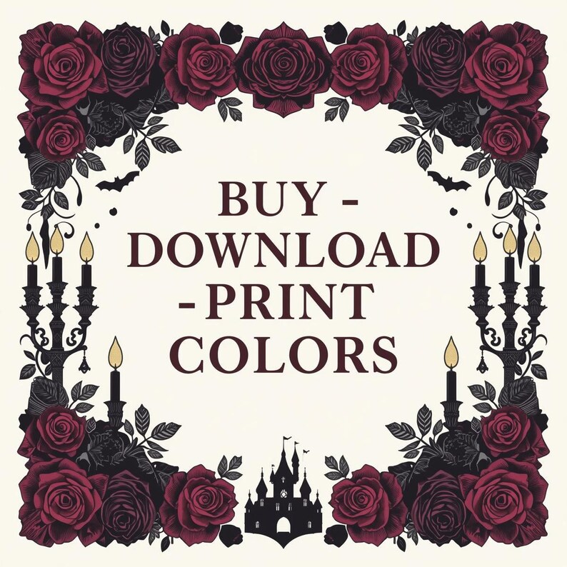 “Dark Romance Coloring Book” printable PDF cover preview
