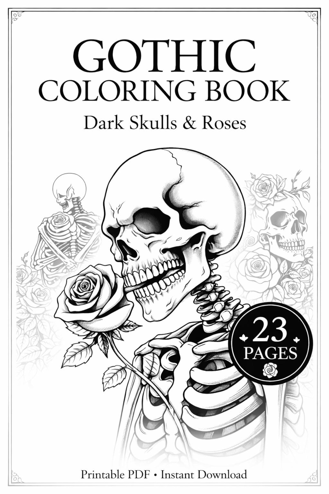 Gothic Skull & Rose Coloring Book, Dark Art Printable (PDF) - Etsy