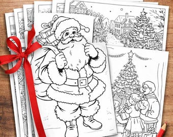 Vintage Christmas Coloring Book, Cozy Winter Holiday (Digital Download)