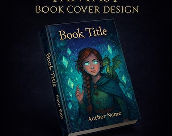 Portada de libro de fantasía juvenil: Heroína y dragón, diseño prediseñado para ebook