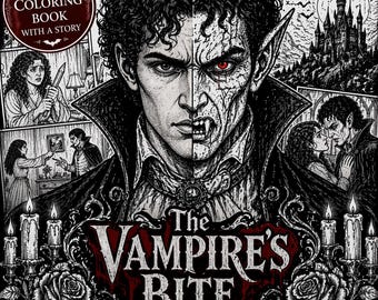 Libro para colorear de vampiros góticos, cómic de terror oscuro, PDF imprimible para adultos, 20 páginas.