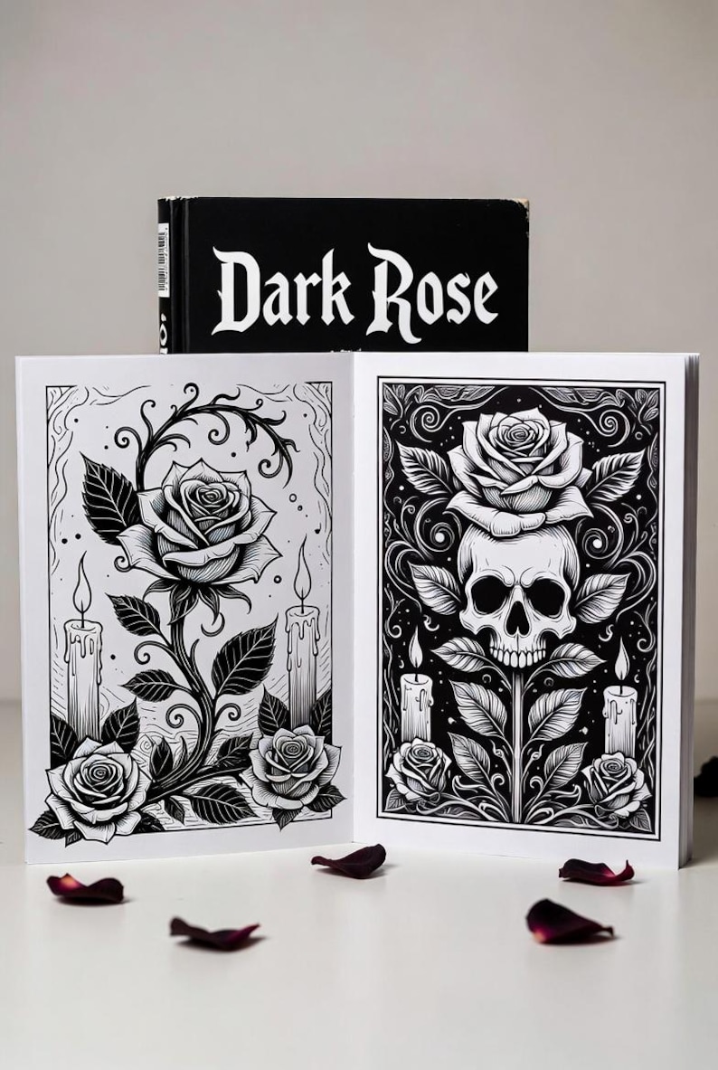 Spooky gothic coloring pages for adults with eerie dark art designs
