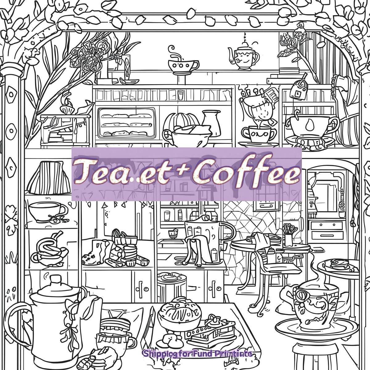 Tea and Coffee Coloring Pages: Cozy Cafe Scenes (digital Download) - Etsy