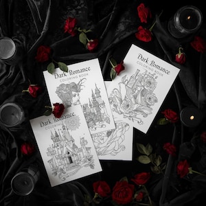Vintage castle illustration surrounded by bats and ivy