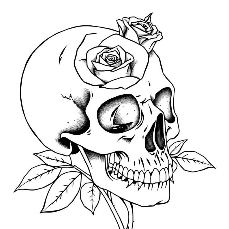 Dark gothic art coloring book printable for stress relief and mindfulness