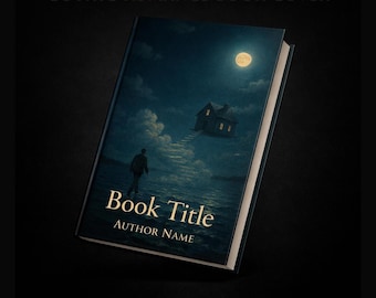 Portada prediseñada de novela romántica gótica: Océano a la luz de la luna y casa encantada, disponible en formato electrónico y en papel.